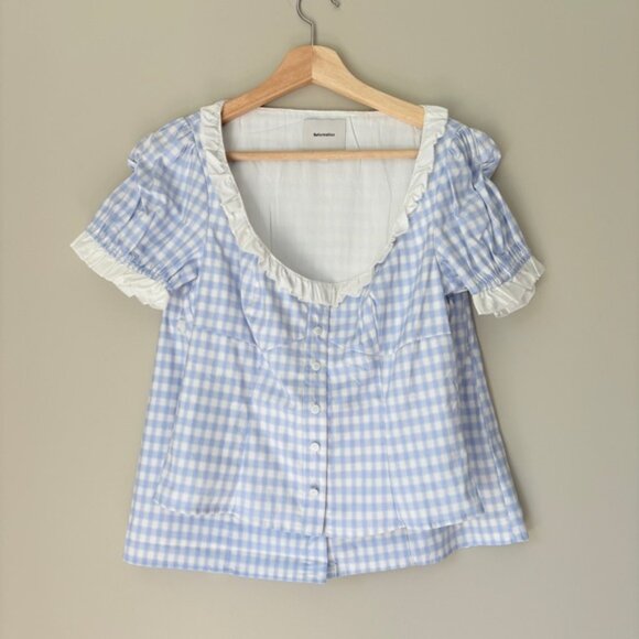 NEW Reformation Janell Two Piece Set Crystal Check Light Blue White | US 4 UK 8 - Picture 6 of 11